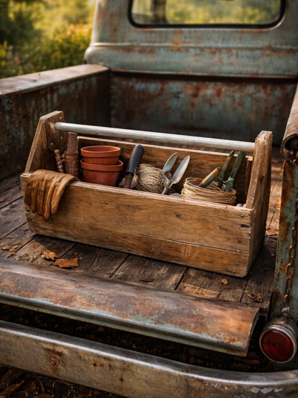 Antique OAK Wood Tool Caddy